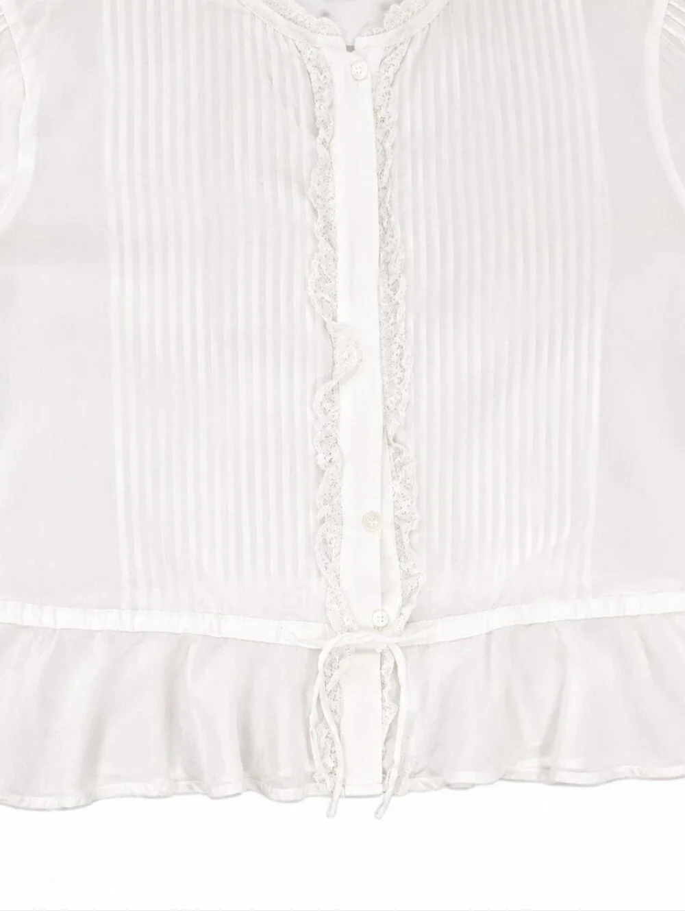 J.Crew Lace-Trim Cinched-Waist Cotton Voile Top White Size S